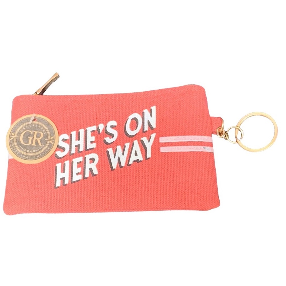 NWT “ she’s on her way” key pouch - grasslands Road